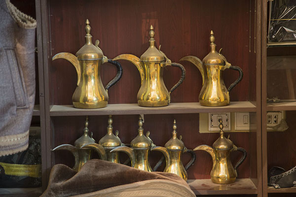 Picture of Coffee pots, or dallah, for sale in Qaisariah souqAl Hofuf - Saudi Arabia
