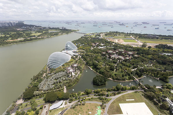 Foto di View from the top of the Marina Bay Sands observation platform with the Gardens by the Bay in the foregroundMarina Bay - Singapore
