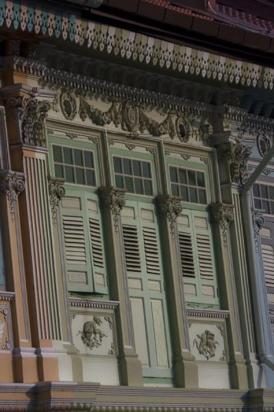 Picture of Close-up of green door and windows in Peranakan house on Koon Seng RoadSingapore - Singapore