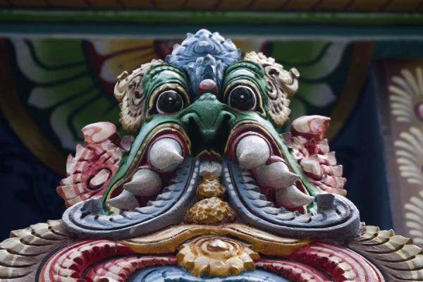 Foto van Close-up of the abundance of decorations on and around Sri Mariamman temple - Singapore - Azië