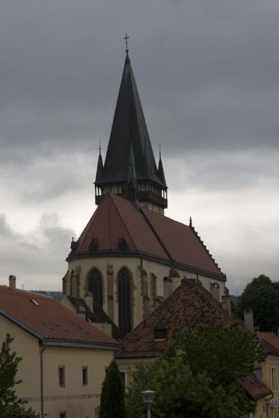 Saint Egídius basilica towering above surrounding houses of Bardejov | Ciudad Antigua de Bardejov | Eslovaquia