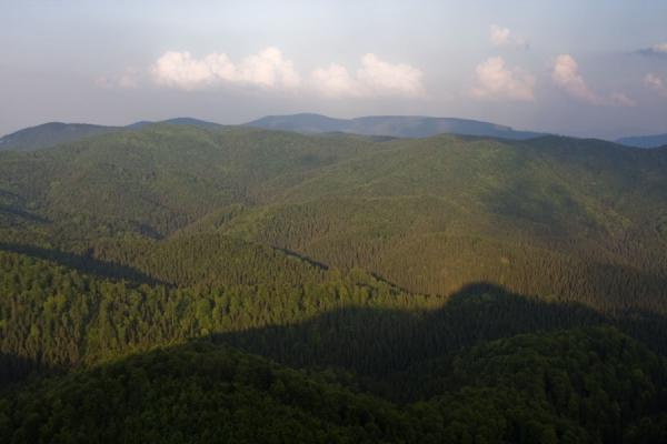 Foto de Looking over the tree-covered hills of Slovak Paradise from a vantage point near Havrania SkalaParaíso eslovaco parco nacional - Eslovaquia