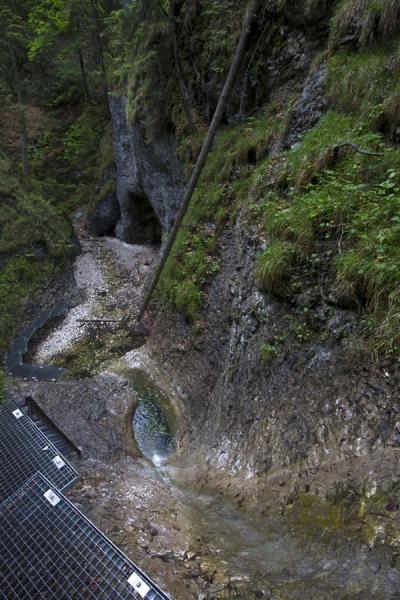 Foto de Looking down a ladder and waterfall on the Suchá Belá trail in the north of the parkParaíso eslovaco parco nacional - Eslovaquia