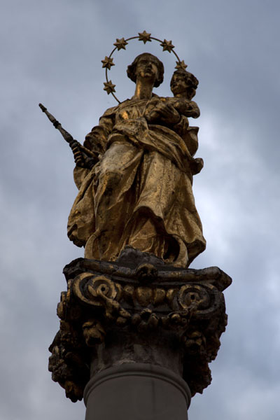 Picture of Ptuj (Slovenia): Close-up of Madonna with Jesus, on top of the Plague Pillar