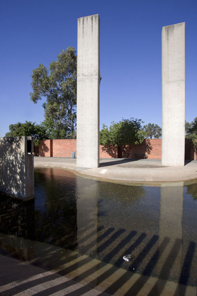 Picture of Apartheid Museum (South Africa): Two of the 7 pillars representing the basic values of the South African Constitution
