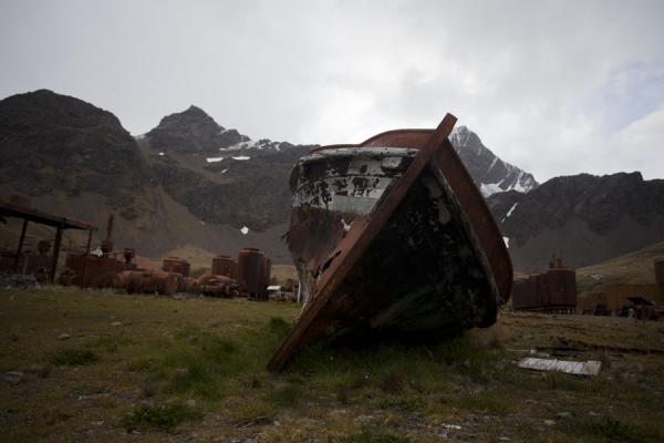 Picture of Grytviken (South Georgia and South Sandwich Islands): Small wreck on the shore at Grytviken