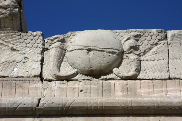 Carved decoration in a lintel on one of the gates of the Temple of Debod | Temple of Debod | Spain