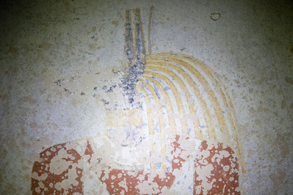 Close-up of a mural in one of the tombs at El Kurru | El Kurru cimetière royal | Soudan