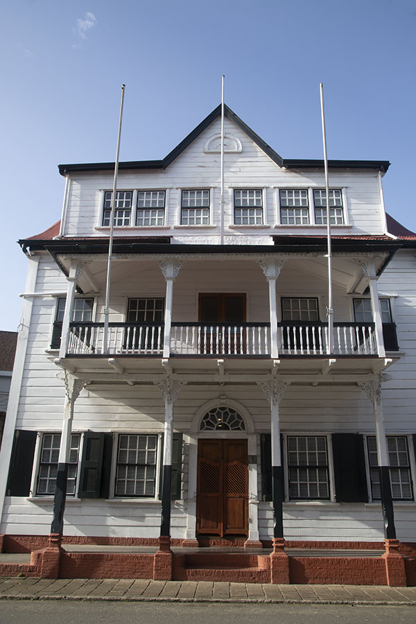 Picture of Typical traditional wooden building in the historic district of ParamariboParamaribo - Suriname