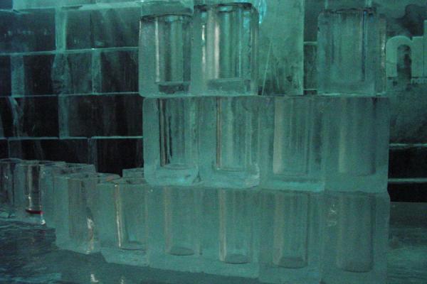 Picture of Stockholm Ice Bar (Sweden): Pile of ice glasses in ice bar, Stockholm