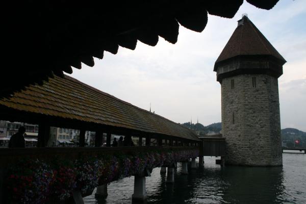 Picture of Watertower seen from inside the Chapel bridgeLucerne - Switzerland