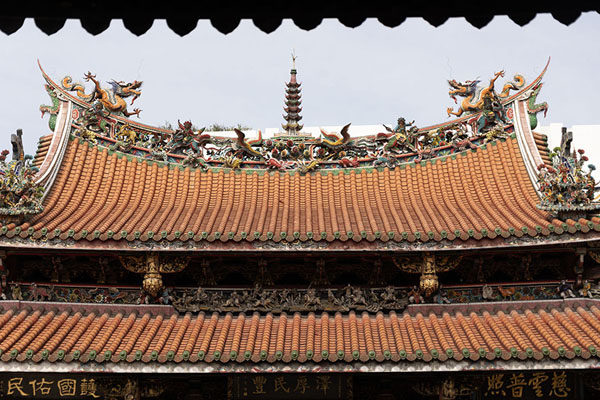 View of the decorated roof of Longshan Temple | Tempio di Longshan | Taiwan
