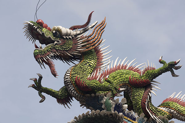 Close-up of a dragon on the roof of Longshan Temple | Templo de Longshan | Taiwán