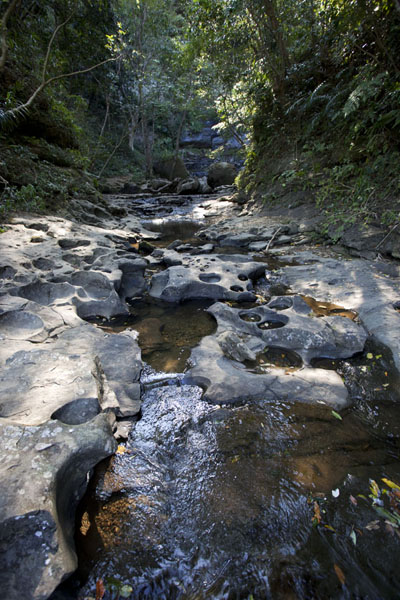 Picture of The rocky riverbed carved out by the small river above Motian fallsSandiaoling - Taiwan