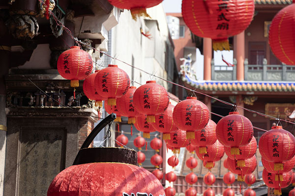 Detail of the God of War temple with red lanterns | Tainan | Taiwan