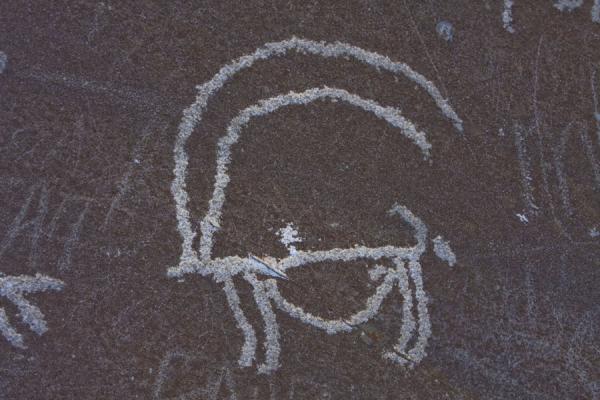 Picture of Langar petroglyphs (Tajikistan): Animal with very long horns in a petroglyph