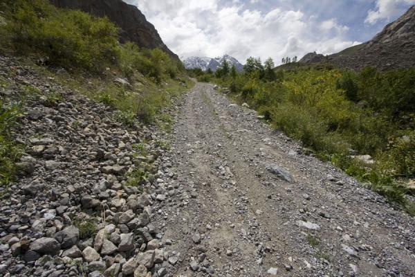 Gravel road leading up to the next lake | Marguzor lakes | Tajikistan