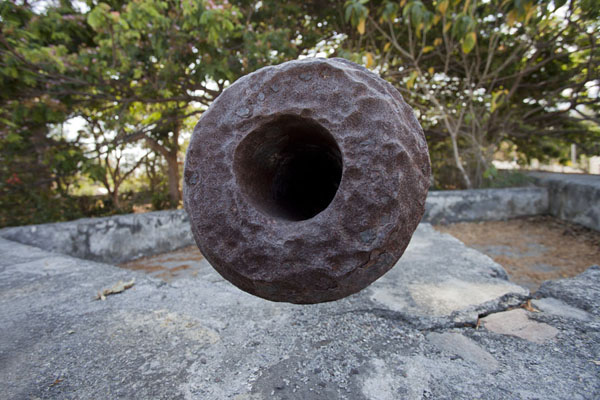 Picture of Looking into one of the two remaining cannons guarding the fortressMaubara - Timor-Leste