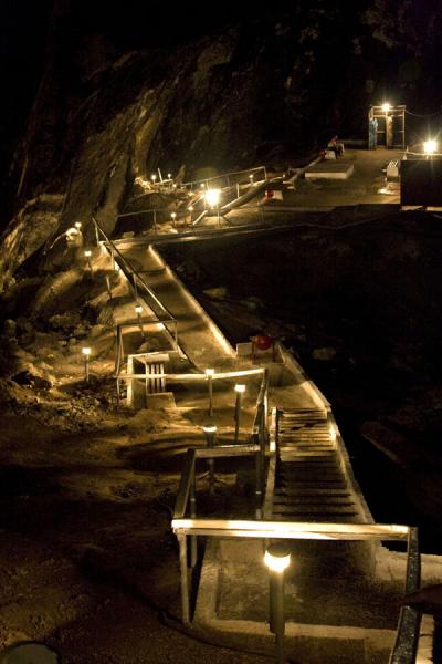 Stairs leading down to Köw Ata lake | Köw Ata underground lake | Turkmenistan