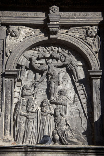 Foto van Fragment of the facade of the Chapel of the Boim family, just off Market Square - Oekraïne - Europa