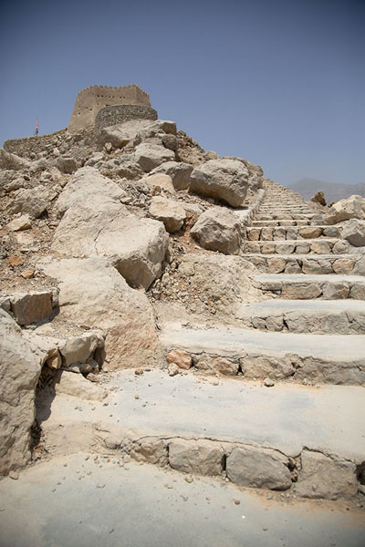 Picture of Stairs with Dhayah Fort on top of the hillRams - United Arab Emirates