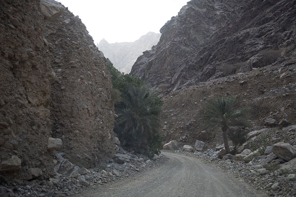 Foto van Gravel road through a wadi in the west of Madha enclaveMadha Nahwa Enclave - Verenigde Arabische Emiraten