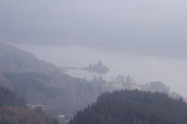 Picture of Loch Achray and peninsular church seen from Ben A'an