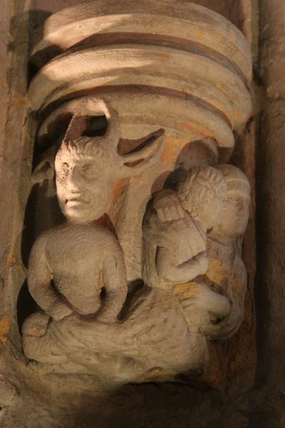 Picture of Rosslyn Chapel (United Kingdom): Sculpture of devil and couple looking away in Rosslyn Chapel