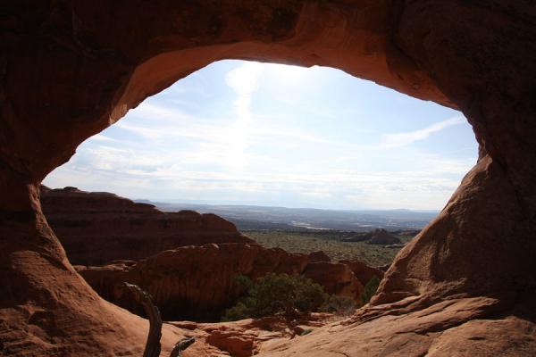 View from inside Partition Arch | Arches National Park | United States