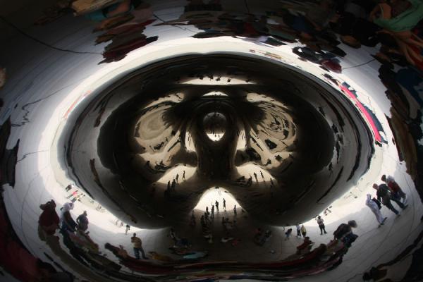 Reflection of people in the Bean: inner look | Chicago Millennium Park | United States