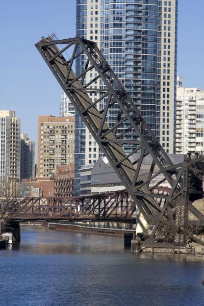 Picture of Kinzie Street Railroad bridge raised