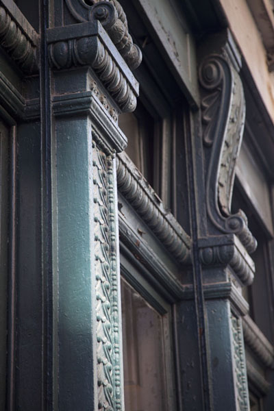 Picture of Detail of a building in Soho with sunlight reflected on it
