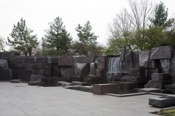 Part of the Roosevelt Memorial with waterfall | Tidal Basin | United States