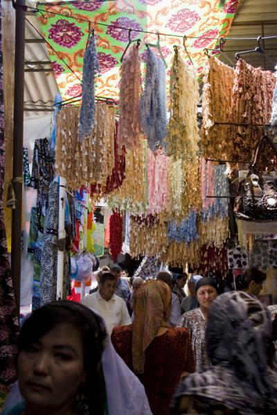 Colourful alley for women in Kontepa bazaar | Kontepa Bazaar | Uzbekistan