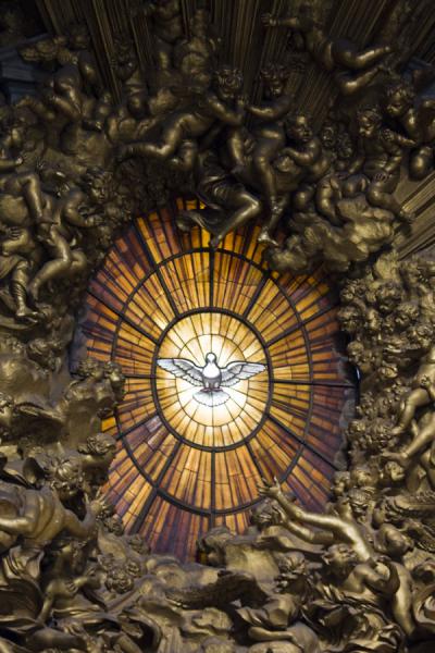 Picture of Illuminated dove of the Holy Spirit which can be found above the cathedra, the throne of Saint Peter