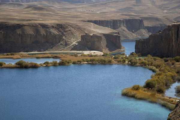 View over four lakes: Band-e Zulfiqar, Band-e Pudina, Band-e Panir, and Band-e Haibat, Afghanistan Band-e Zulfiqar, Band-e Panir, Band-e Pudina and Band-e Haibat, Afghanistan