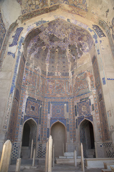 Lookiing into the arched vault of the shrine of Ansari, Afghanistan