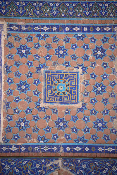 Decorative tilework on the wall of the shrine, Afghanistan