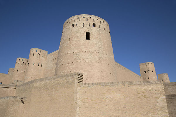 Looking up the sturdy walls of the citadel of Herat, Afghanistan
