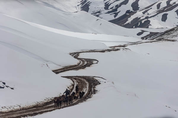 Picture of Dirt road through the snow covered mountains on the way to JamJam - Afghanistan