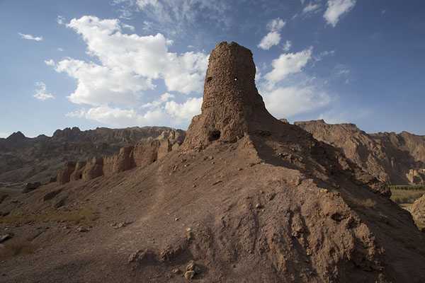 One of the towers of Shahr-e-Zohak with the city walls, Afghanistan