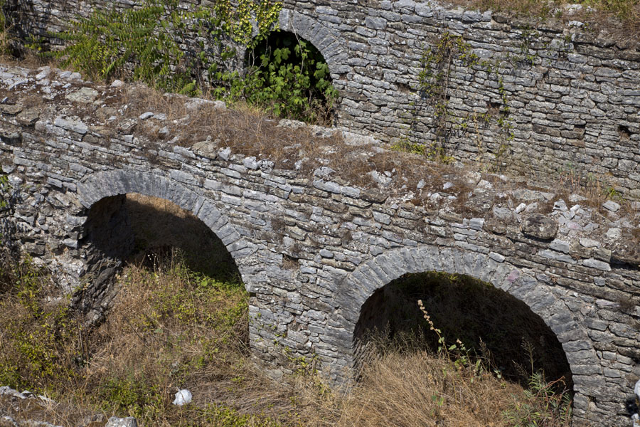 Arched ruined walls in the castle, Albania