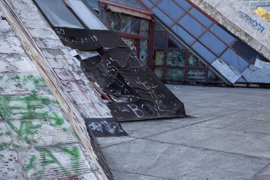Concrete and glass are the main ingredients of the pyramid, Tirana Pyramid, Albania
