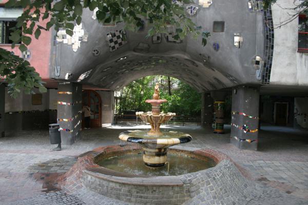 Picture of Fountain and entrance of HundertwasserhausVienna - Austria