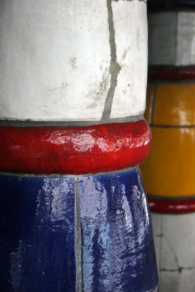 Picture of Close-up of colourful columns in the HundertwasserhausVienna - Austria