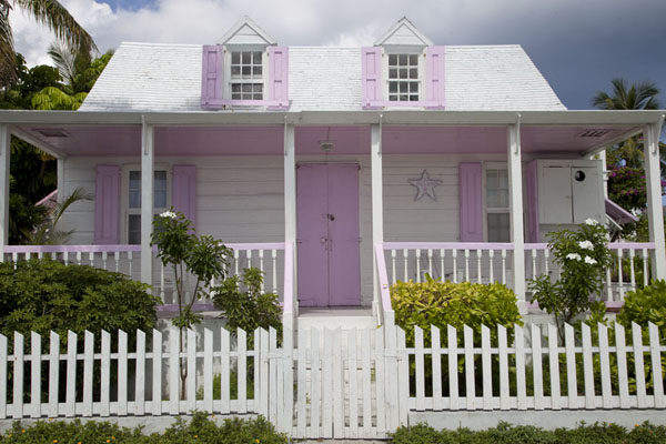 Pink and white traditional wooden house in Dunmore Town | Dunmore Town | Bahamas
