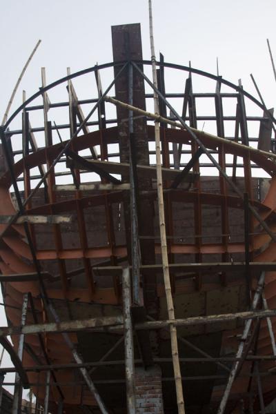 One of the ships under heavy reconstruction at the shipyard of Dhaka, Bangladesh