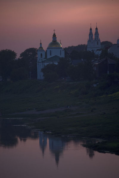 Dusk falling over the Cathedral of St Sophia, the Epiphany Monastery and the river Dvina | Polatsk | Belarus