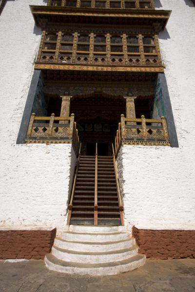 Stairs leading up a building inside Punakha Dzong | Punakha Dzong | Bhutan
