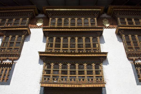 Typical wooden windows in Punakha Dzong | Punakha Dzong | Bhutan